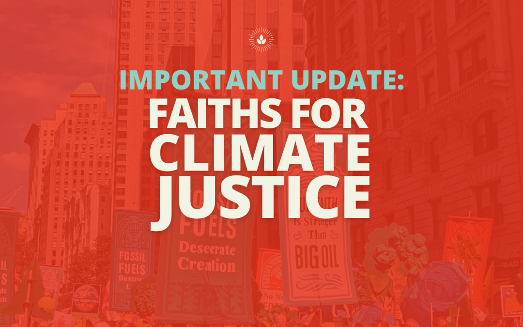 Mise à jour importante : les religions pour la justice climatique