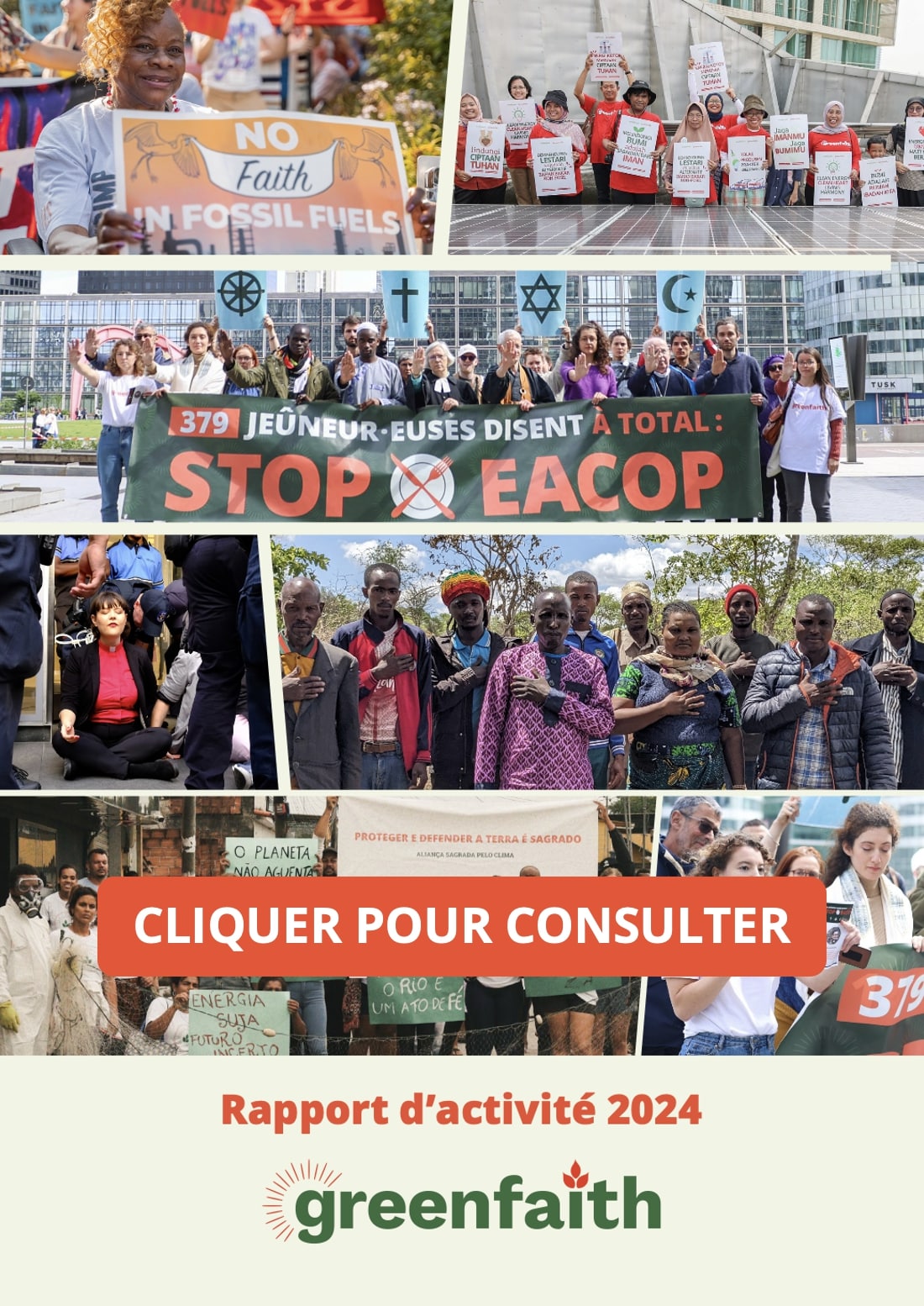 Page de garde du rapport d'activité annuel 2024 de GreenFaith